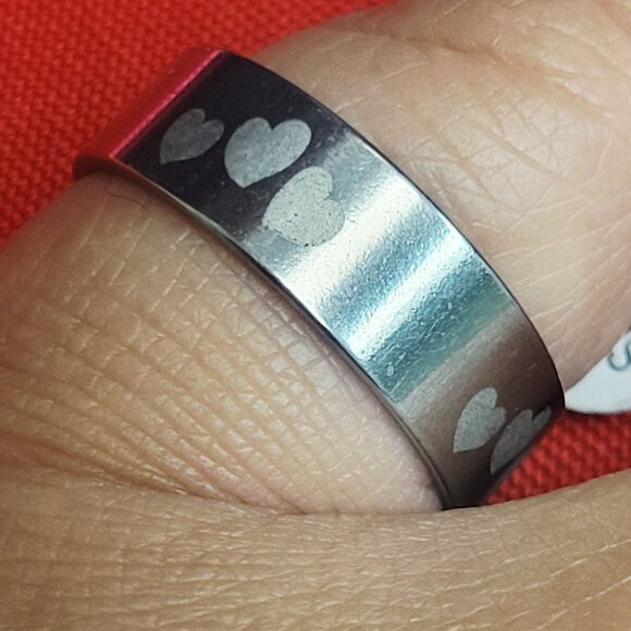 Stainless Steel Hearts Ring Size 21 Silver Tone Unisex - Picture 10 of 12